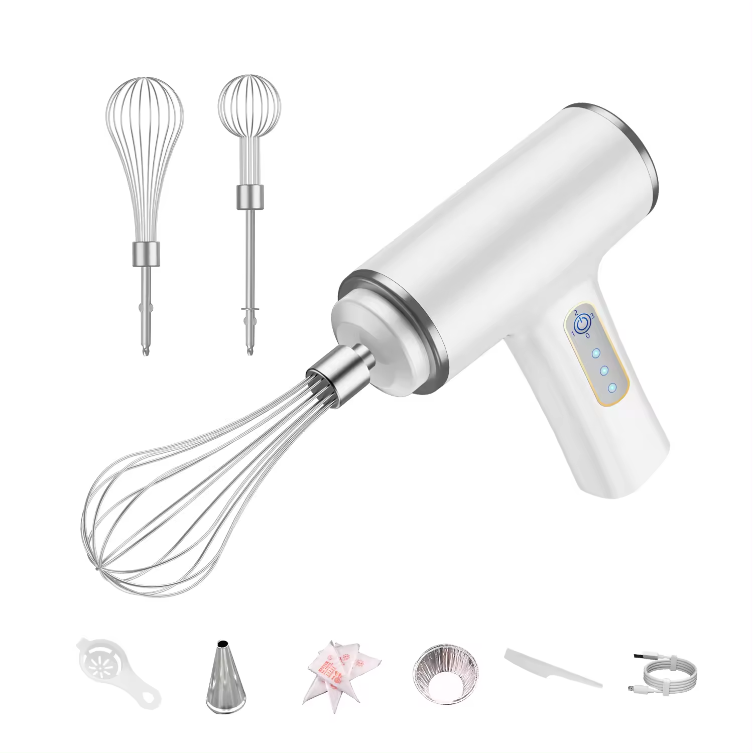 Kitchen Accessories Mini Automatic Electric Egg Beater Cordless Egg Whisk Plastic Portable Blender Free Spare Parts Push Button