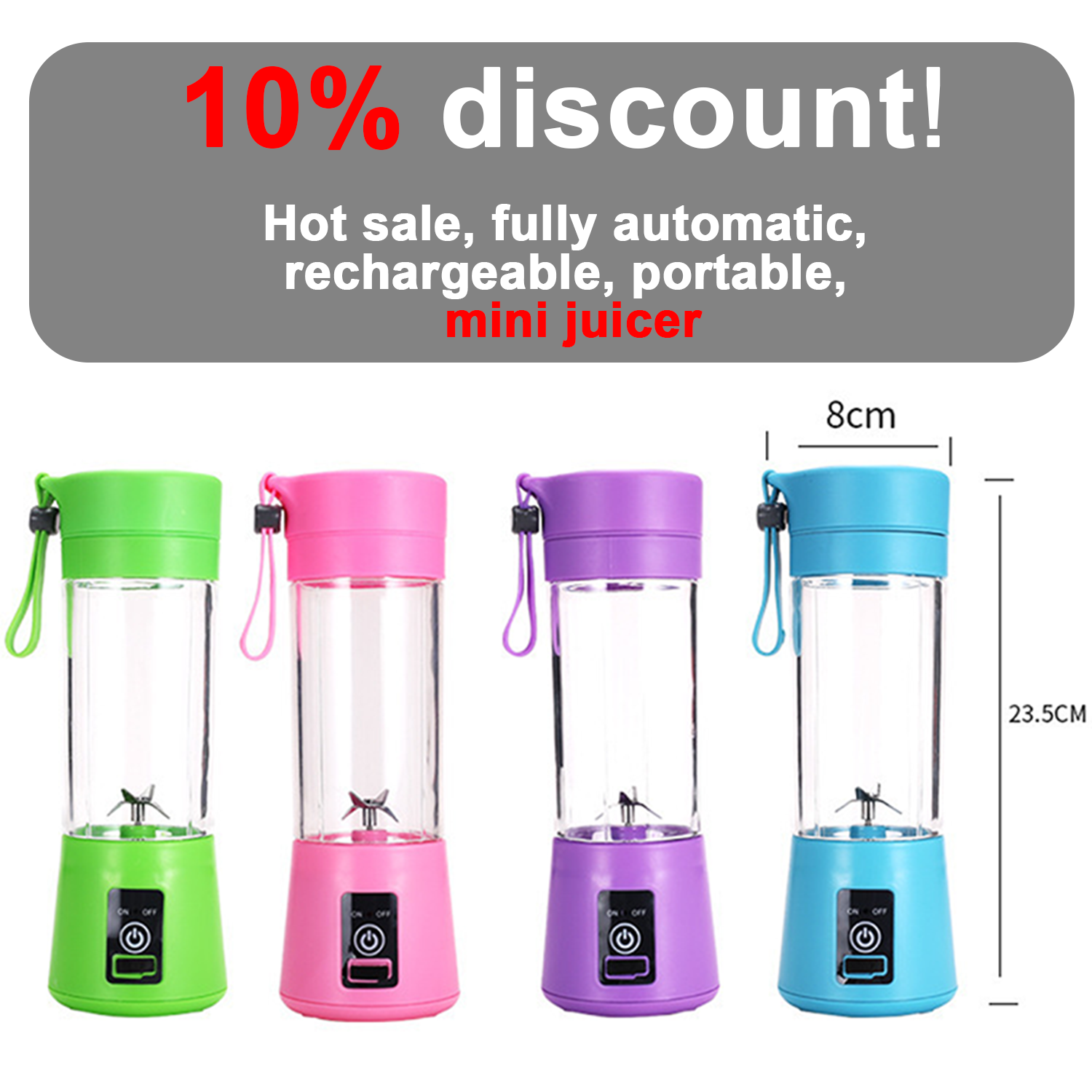Custom Logo Fresh Juice Portable Blenders and Mini Fruit Smoothie Milkshake Mixer Bottle Blander Licuadora Portatil Juicer