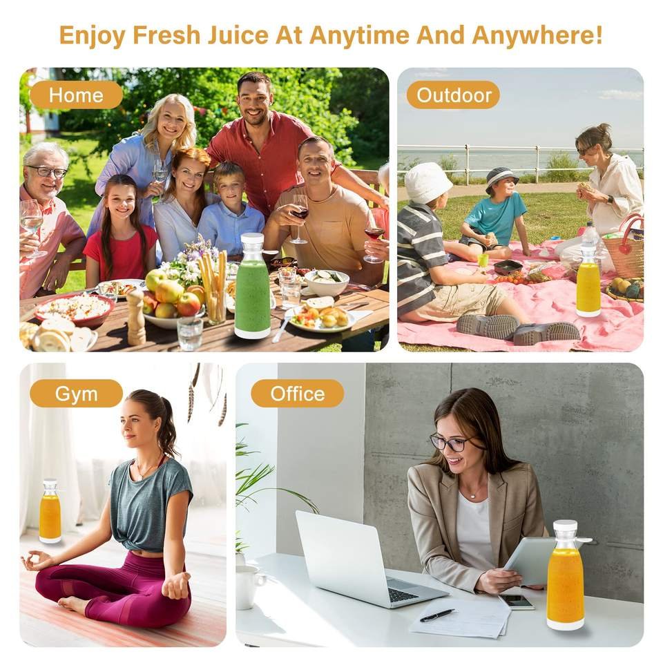 Portable Travel Blender Smoothie Maker with Spout Portable Blender USB Rechargeable Protein Blender Car Battery