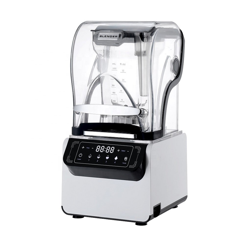 Professional Blender with Shield Quiet Sound Enclosure, Big Power Industries Strong and Quiet Commercial Blender Electric 220 2L