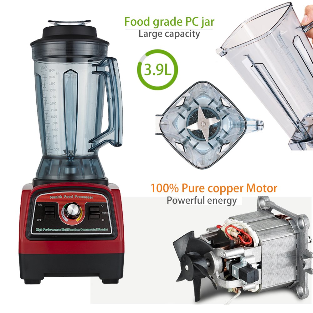 3.9L Big Powerful Smoothies Large Commercial Blender Food Mixer Heavy Duty Industrial Blender