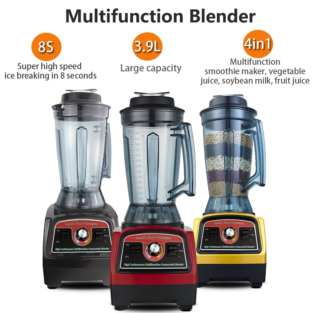 3.9L Big Powerful Smoothies Large Commercial Blender Food Mixer Heavy Duty Industrial Blender