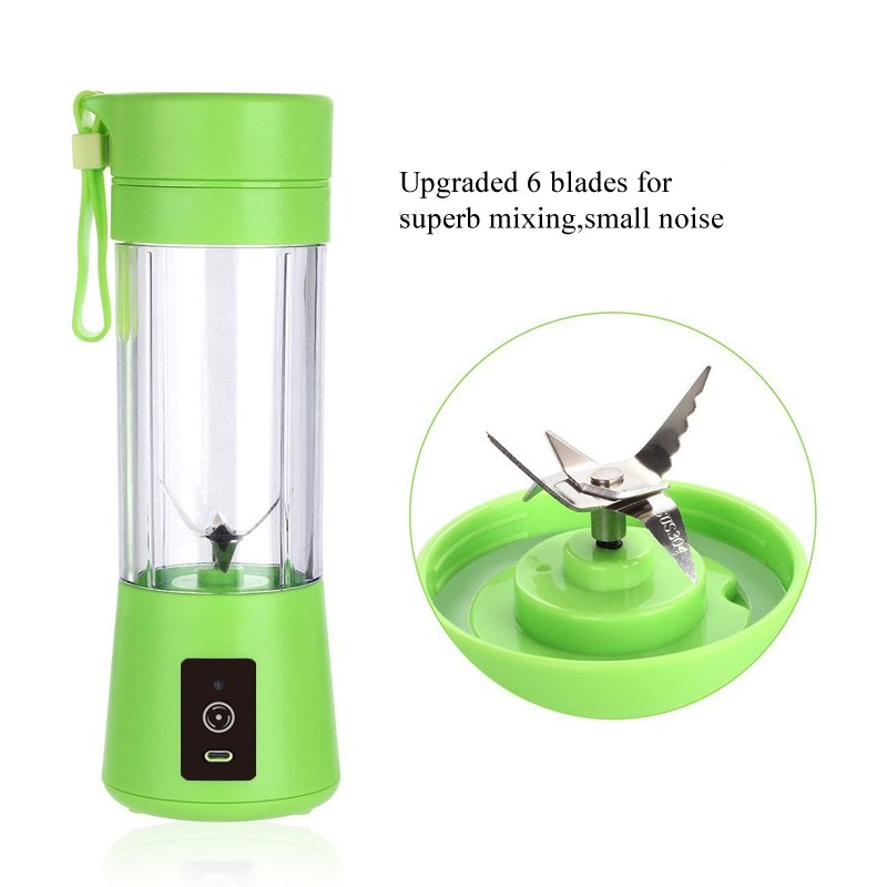Portable 2000mAh Mini Smoothie Blender Small Kitchen USB/Battery Power Source Stainless Mixing Bowl Push Button Outdoor Travel