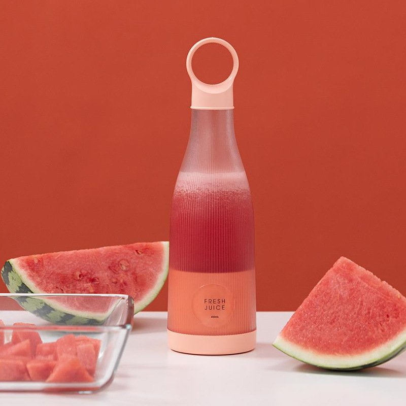 Custom Logo Fresh Juice Portable Blenders and Mini Fruit Smoothie Milkshake Mixer 450ML Bottle Blander Portatil Juicer