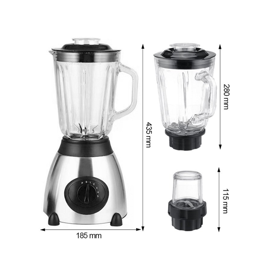 Blender Juicer Jar Electric Food Mixer Blender Glass Grinder 2 in 1 Color Box 5 Speed with Stainless Steel Home Technology