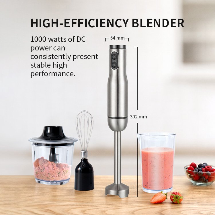 1000W Powerful Stainless Steel Handheld Blender Stick Mixer with Egg Whisk 400ml Mixing Beaker Immersion Blender