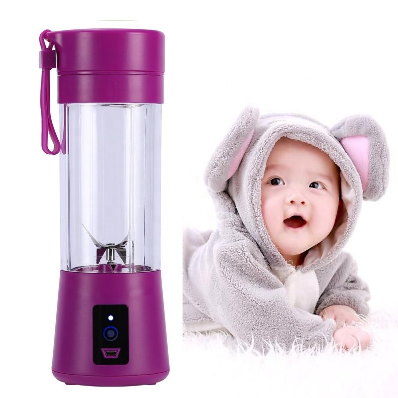 Rechargeable usb portable fruit blender 380mL with 6 Blade 304 Stainless Steel juicer licuadora portatil