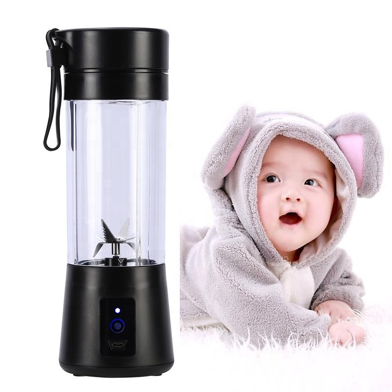 Rechargeable usb portable fruit blender 380mL with 6 Blade 304 Stainless Steel juicer licuadora portatil