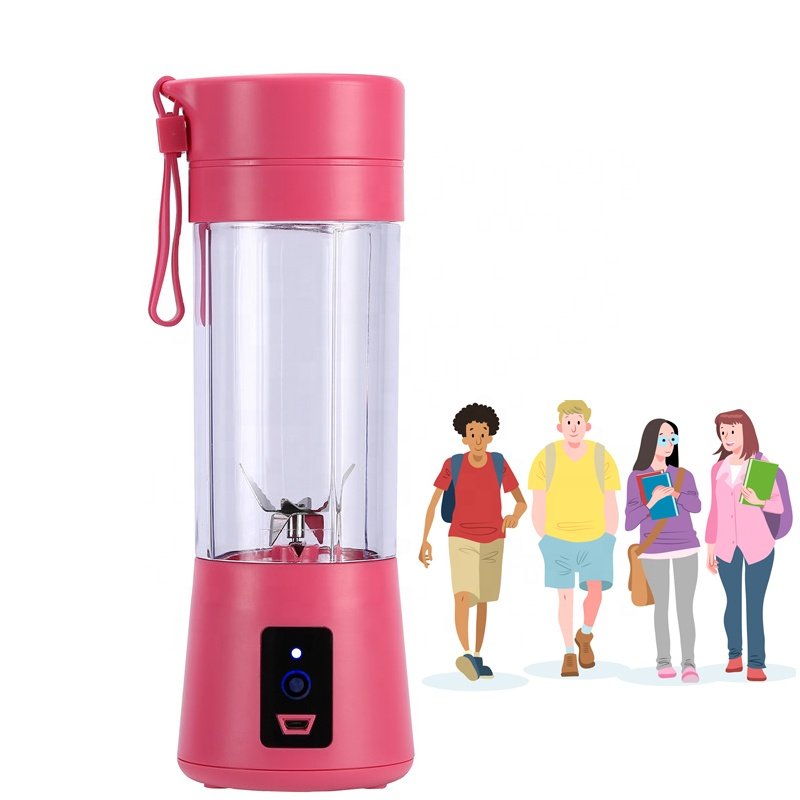 Rechargeable usb portable fruit blender 380mL with 6 Blade 304 Stainless Steel juicer licuadora portatil