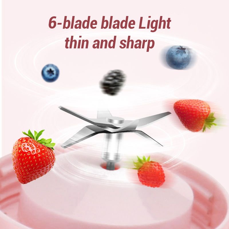 JR Personal Electric Mini Fruit Juice Bottle Blender Home USB Rechargeable 6 Blades Juicer Cup Machine Fruit Blender Mixer