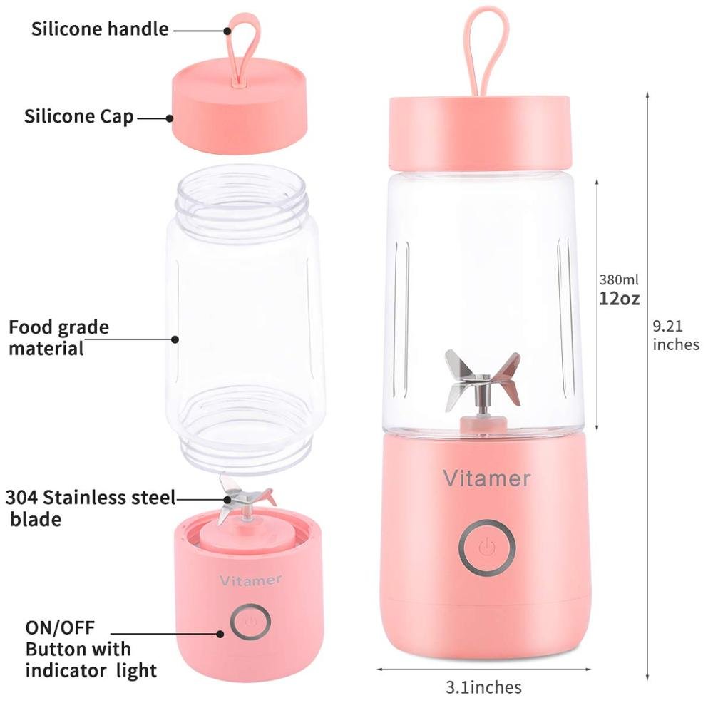 Newly Design Electric Mixer Portable Juicer Blender Household Fruit 4 Blades 350ml USB Juicer Cup