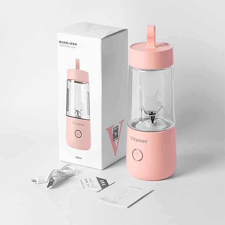 FACTORY PRICE cute Rechargeable Travel High Quality Pink white tritan 350ml Fruit Juicer USB Mini Electric portable blender cup