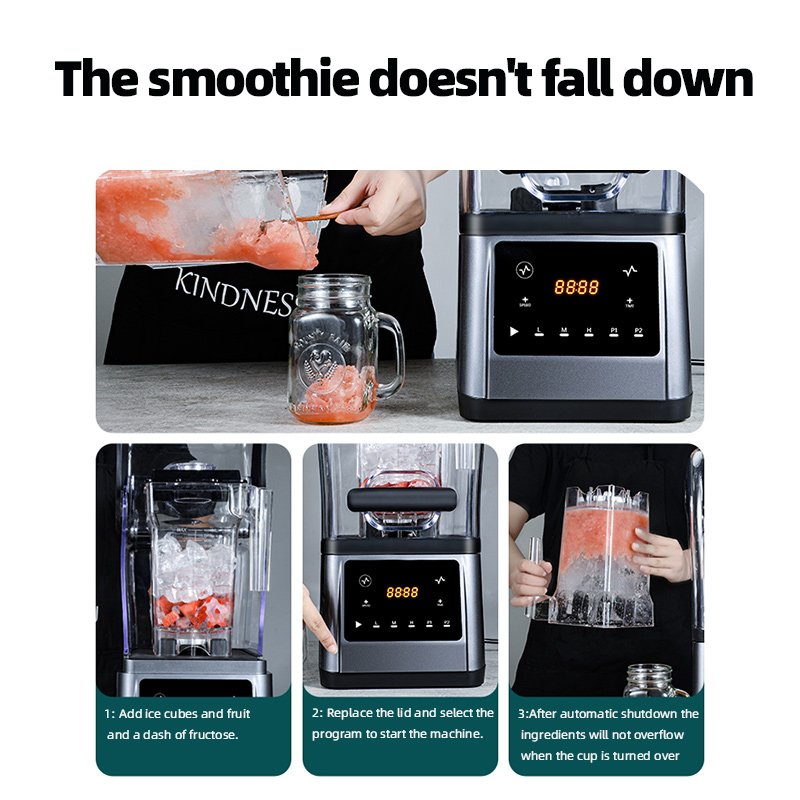 Heavy Duty Commercial Blender with Sound Cover Factory High Quality Power Blender Food Mixer Smoothie machine for milk tea shop