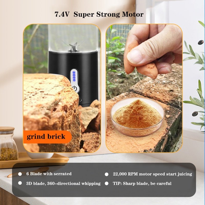 Portable Blender 530ML Smoothie Juicer Blender Fruit Mixer Rechargeable USB Juicer Cup