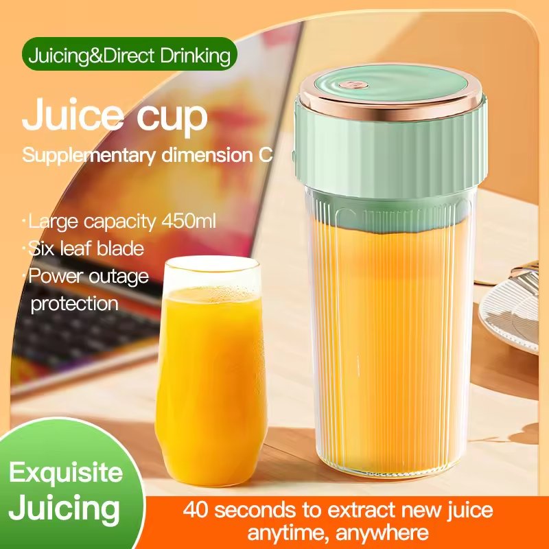 Mini Portable Wireless Electric Fruit Stirrer USB Charging Juice Extractor Machine 450ML Cup Rechargeable Juicer Blender Mixer