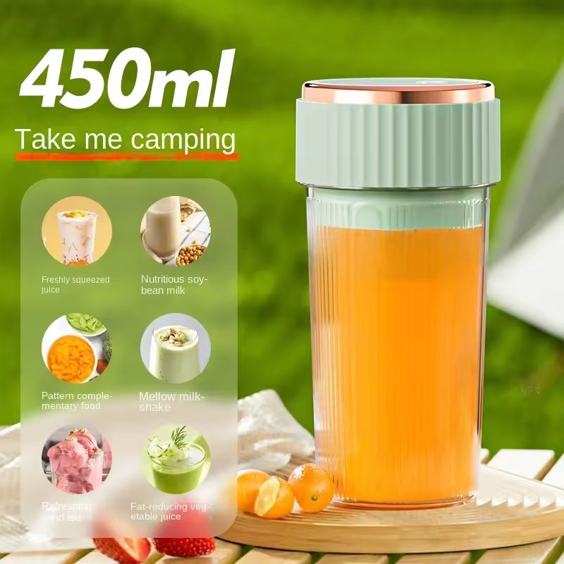 Mini Portable Wireless Electric Fruit Stirrer USB Charging Juice Extractor Machine 450ML Cup Rechargeable Juicer Blender Mixer