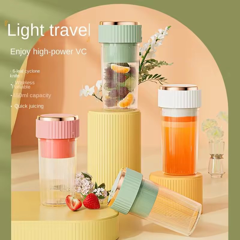 Mini Portable Wireless Electric Fruit Stirrer USB Charging Juice Extractor Machine 450ML Cup Rechargeable Juicer Blender Mixer