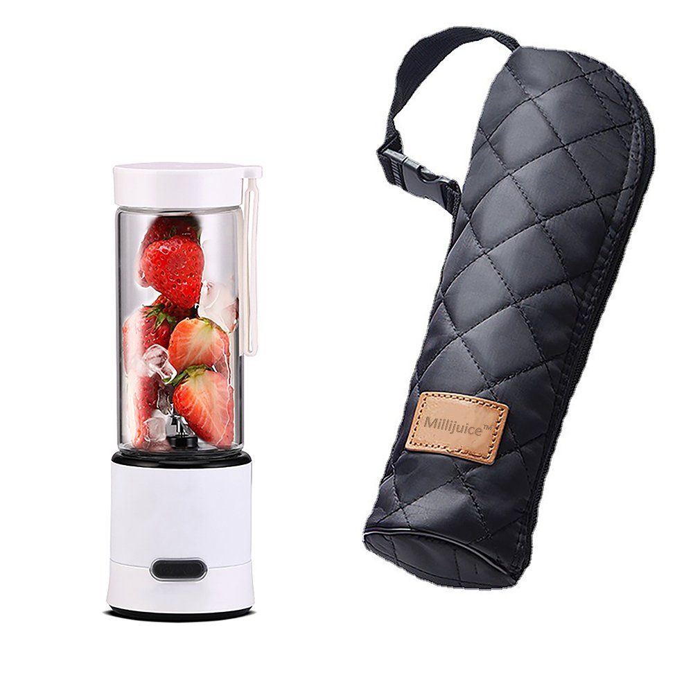 Outdoor Fresh Juicer 380ml Glass 4 Blades USB Rechargeable Personal Smoothie Mini Blender Portable Blender