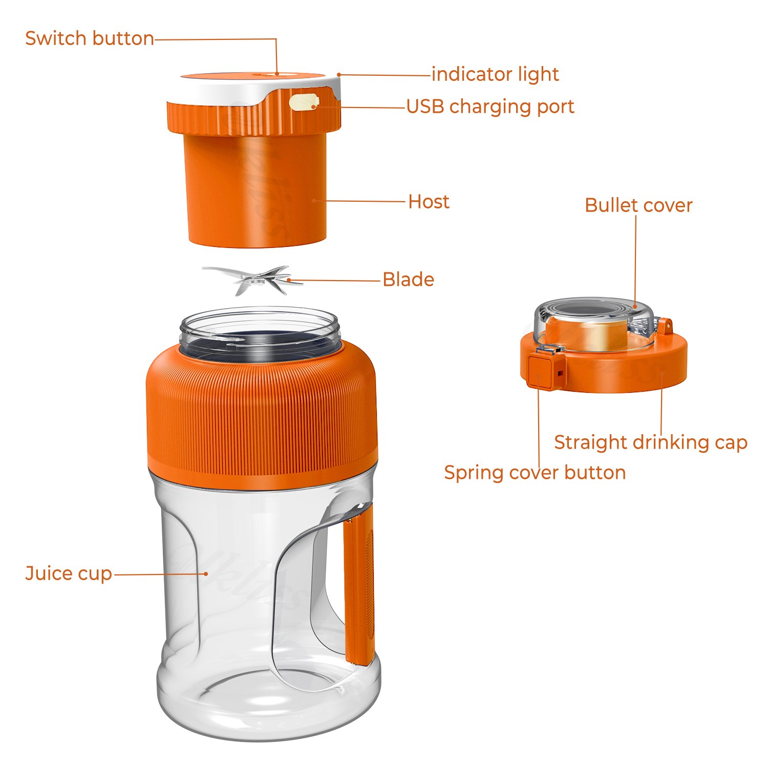 Large Capacity Fresh Juice Portable Blender 1000ML Portable Blender Juicer Bottle