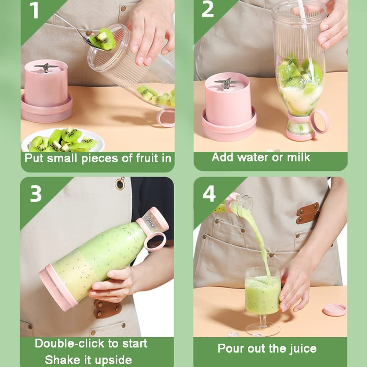 Mini Electric Juicer Cup 420ml Portable Juicer Mixer Usb Fresh Fruit Juice Blender 6 Blade Blender Plastic Stainless Steel 40 YM