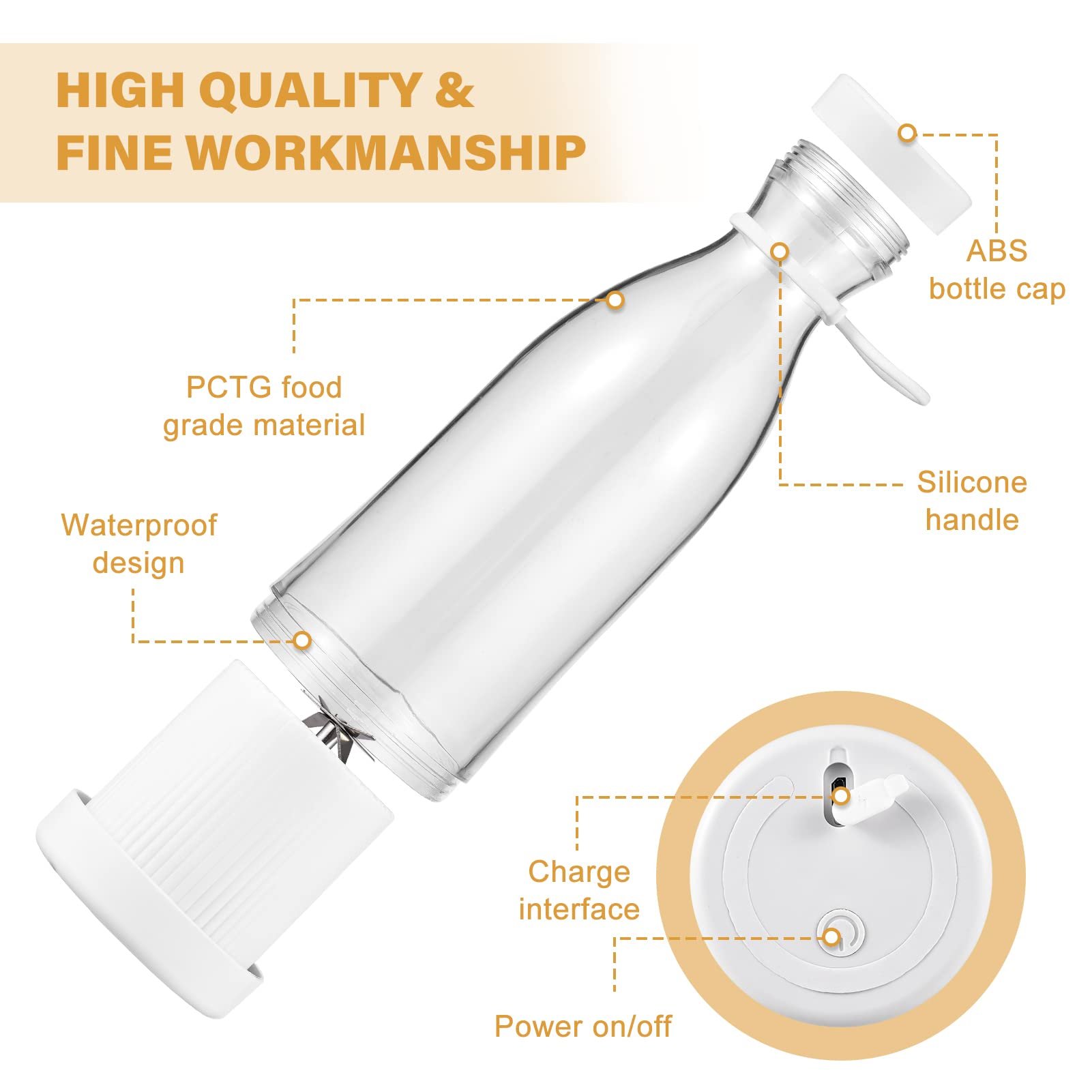 Mini Electric Juicer Cup 420ml Portable Juicer Mixer Usb Fresh Fruit Juice Blender 6 Blade Blender Plastic Stainless Steel 40 YM