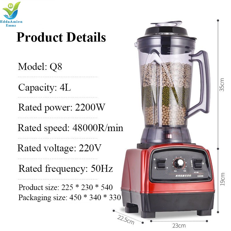 2L -6L Commercial Grade Timer Blender Mixer Heavy Duty Automatic Fruit Juicer Food Processor Smoothies Blender