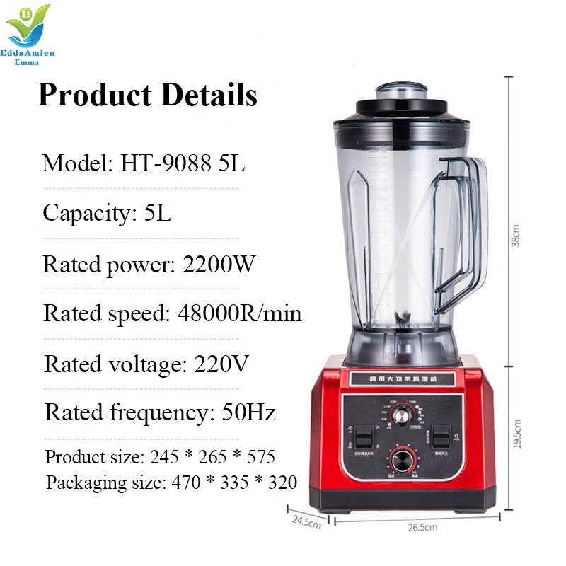 2L -6L Commercial Grade Timer Blender Mixer Heavy Duty Automatic Fruit Juicer Food Processor Smoothies Blender