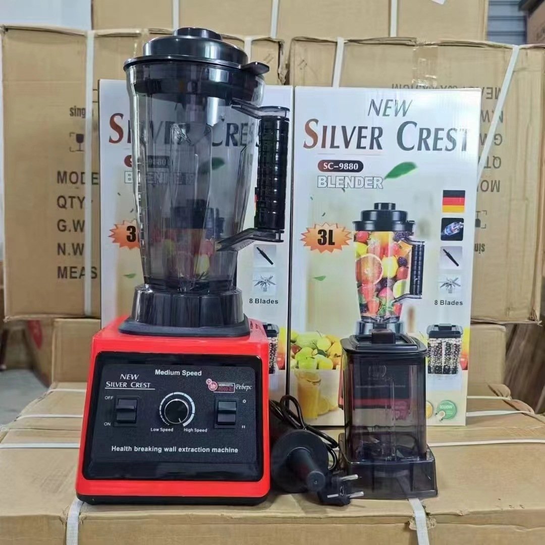 Multifunctional 2 in 1 8000w Professional Heavy Duty Commercial Mixer Smoothie Juicer Food Processor Silver Crest Blender