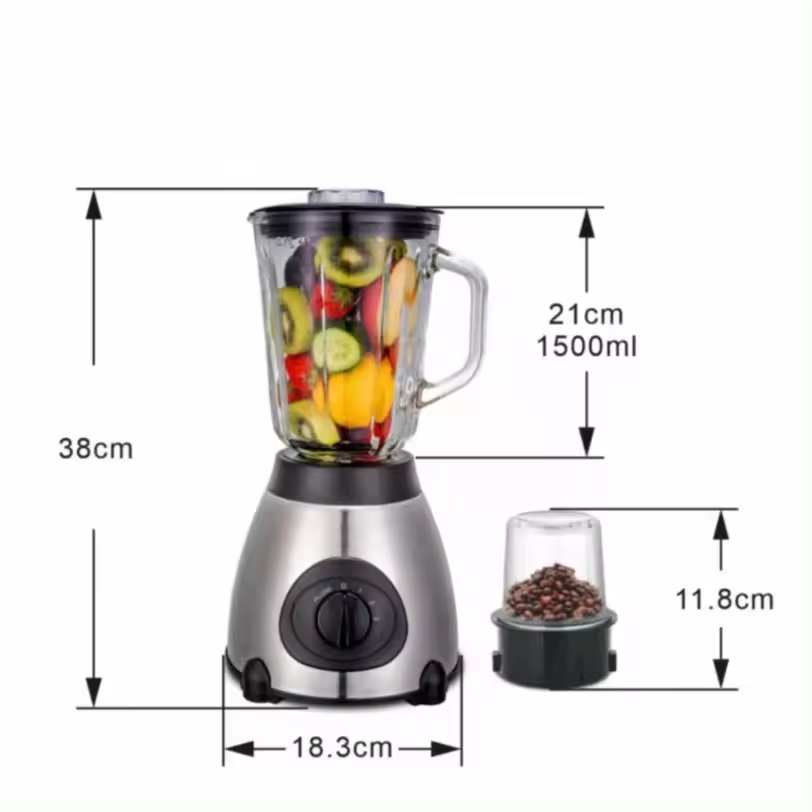 Blender Juicer Jar Electric Food Mixer Blender Glass Grinder 2 in 1 Color Box Y66 5 Speed with Stainless Steel Home Technology