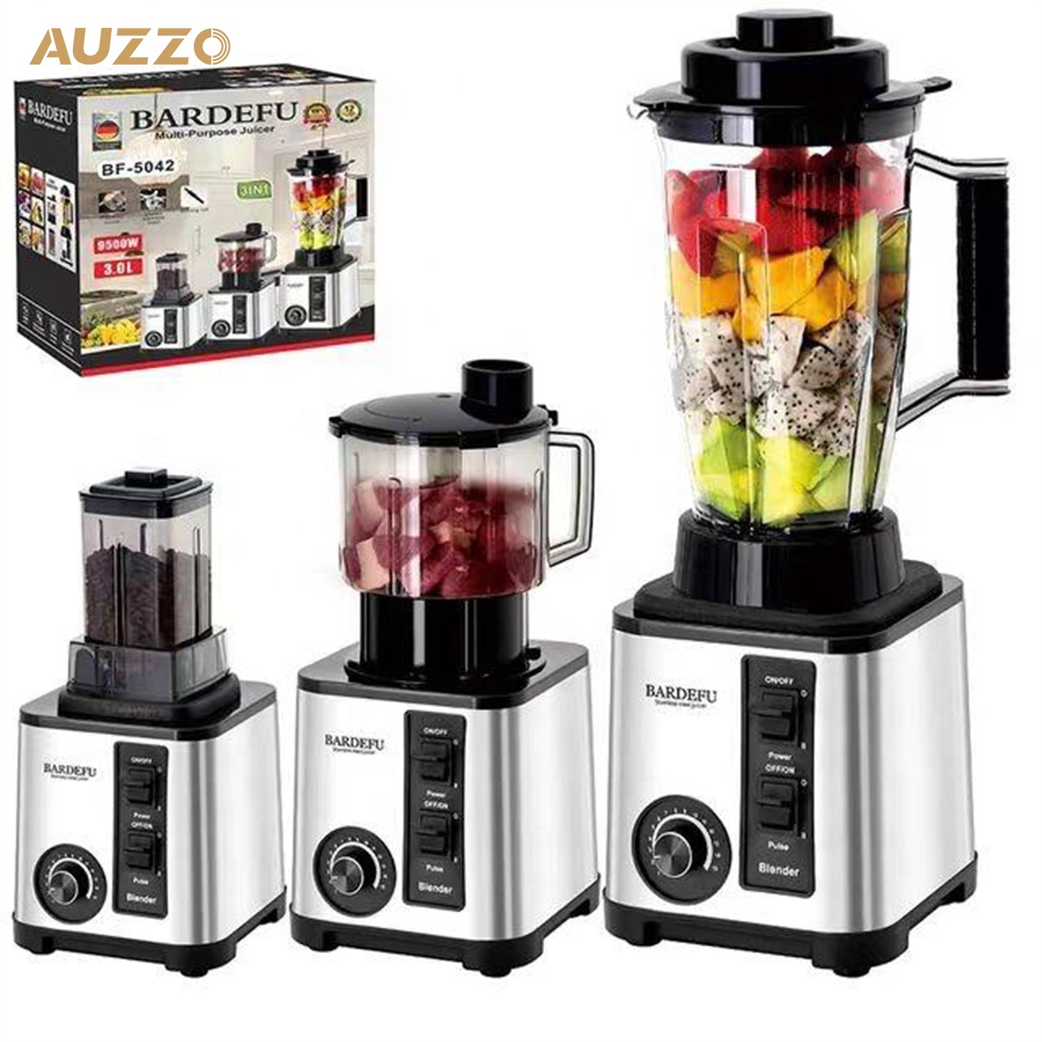 3 In 1 Silver Crest Blender 3l 9500w Heavy Duty Mixeur Blender Food Processor Blender Machine
