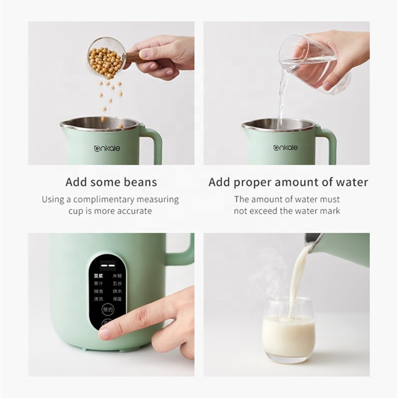 2024 Best quality soya milk making machine hot heating blender 600w stainless steel 650ml soybeans milk machine