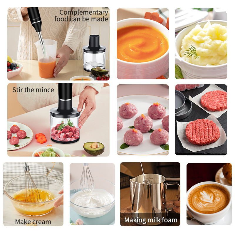 5-in-1 800W Handheld Immersion Blender with Stainless Steel Stick Blender,Beaker,Chopper,Whisk and Frother,Juicers, Mixer