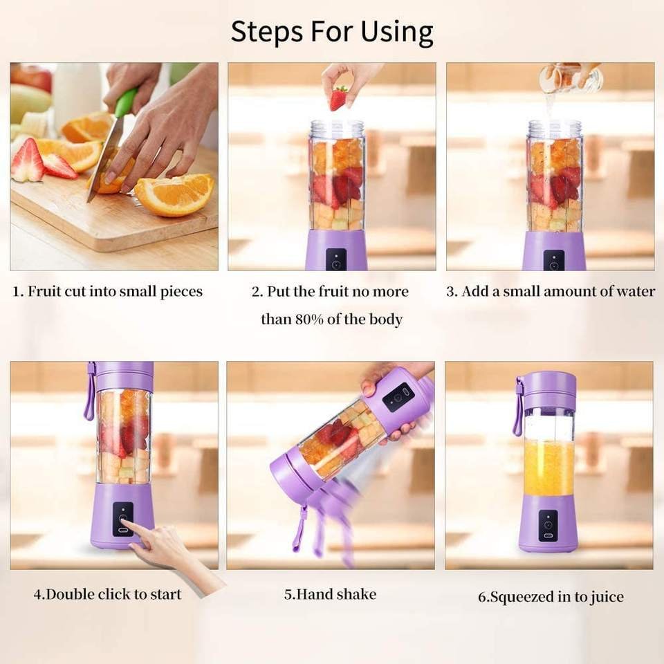 Wholesale 380ml Mini Cup Fruit Juicer Blender Cheap Price Personal Safety Portable Usb Rechargeable Juicer