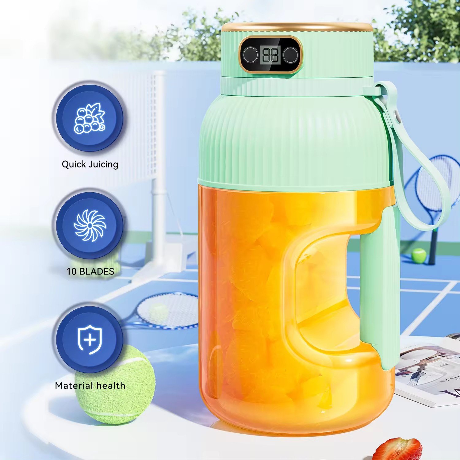 Electric Juice Cup 1.5L Large Capacity USB Type-C Sports Fruit Mixer Blender Portable Milkshake Smoothie Juicer Blender
