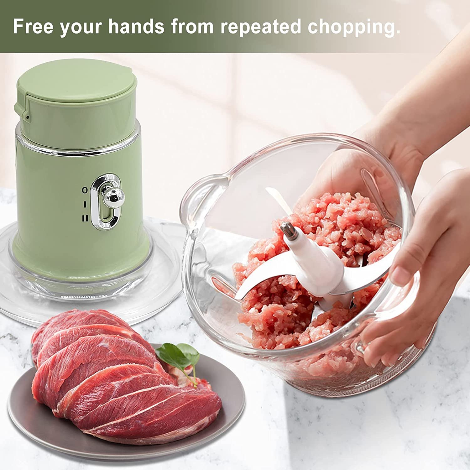 Food Processor Blender Combo, 3 in 1 Food Chopper Electric for Meat, Vegetables, Fruits, Coffee, 1.5L Glass Bowl with 2 Speeds
