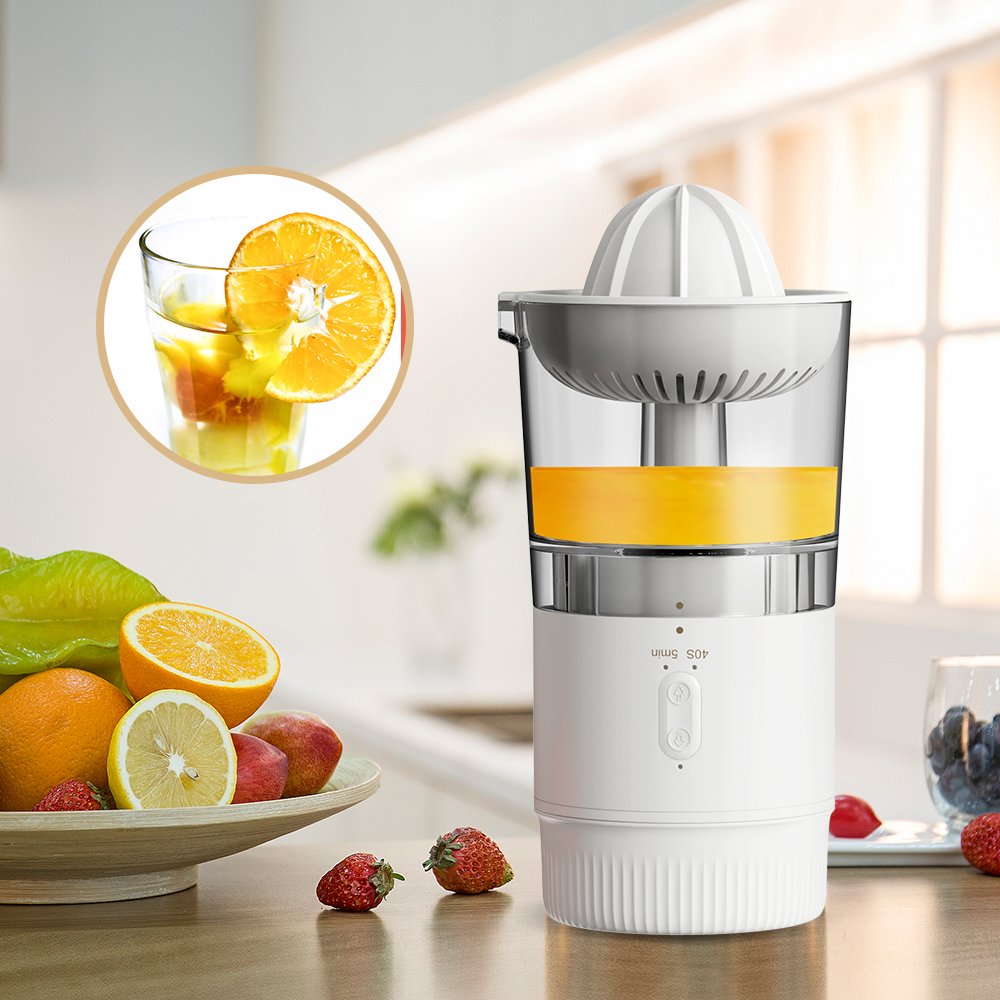 Portable Juicer Rechargeable & Easy Clean up Personal Smoothie Blender with 12 Oz Travel Cup and Lid Lemon Orange Juicer