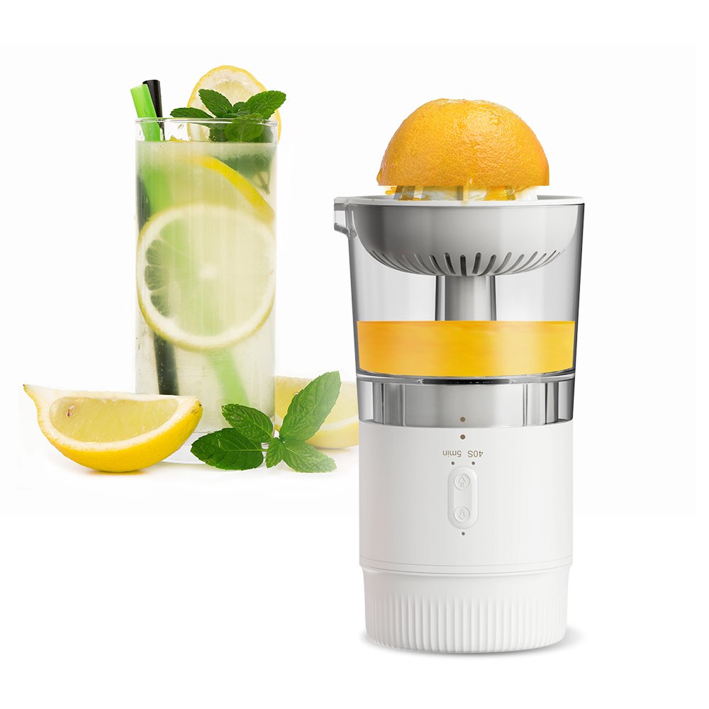 Portable Juicer Rechargeable & Easy Clean up Personal Smoothie Blender with 12 Oz Travel Cup and Lid Lemon Orange Juicer