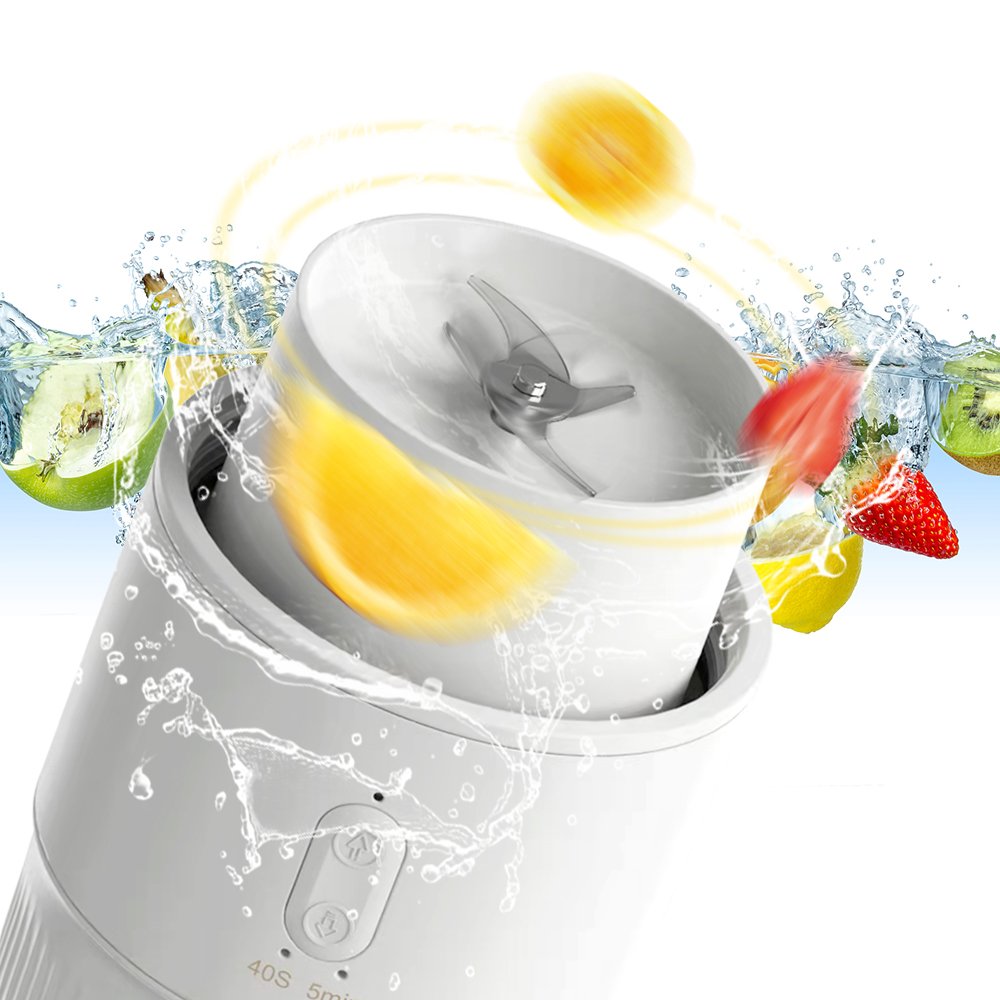 Portable Juicer Rechargeable & Easy Clean up Personal Smoothie Blender with 12 Oz Travel Cup and Lid Lemon Orange Juicer