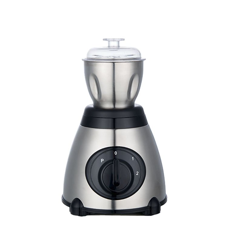 Calinfor kitchen electric 3 speed control 4 blade 2 in 1 grinder stainless steel jar ice crush blender