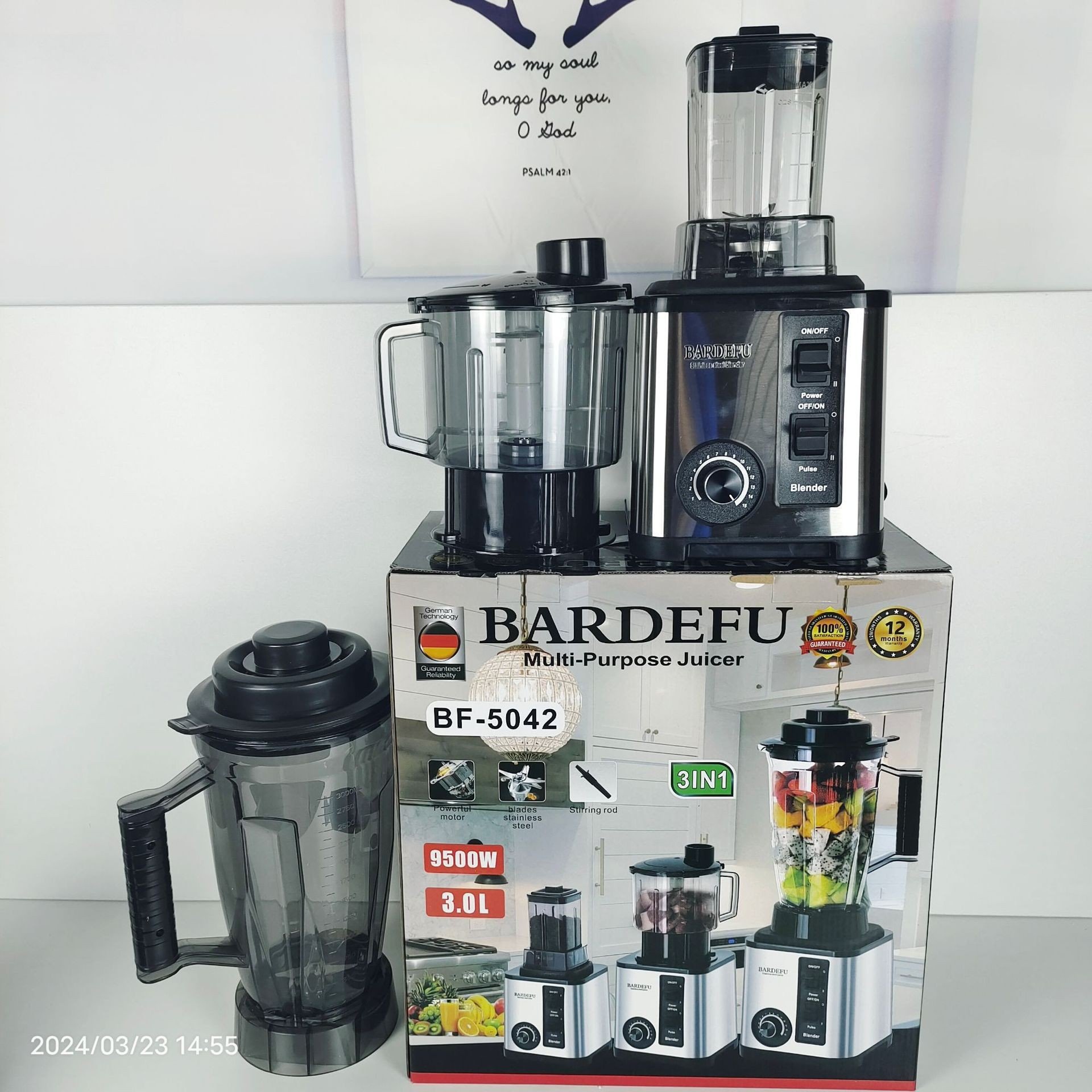 Supporting sample High Quality Machine 9500W 3L 3 in 1 Heavy Duty Stainless Steel Chopper Blender Food Blender 3 in 1