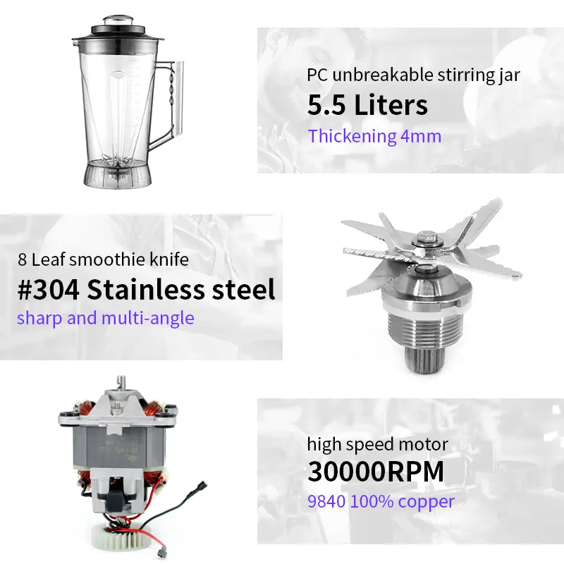 5.5L BS 110V multifunctional food processor heavy duty commercial electric fruit fresh juicer juice smoothie mixer blender