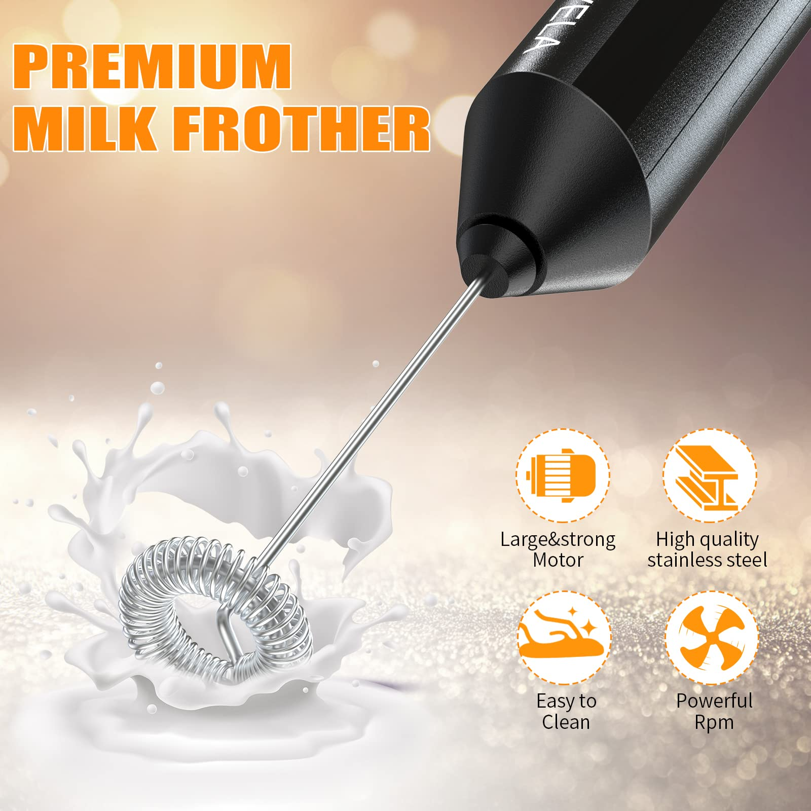 Hot Selling Portable Electric Milk Frother Whisk Drink Mixer Frother Battery Powered Electric Milk Frother With Stand