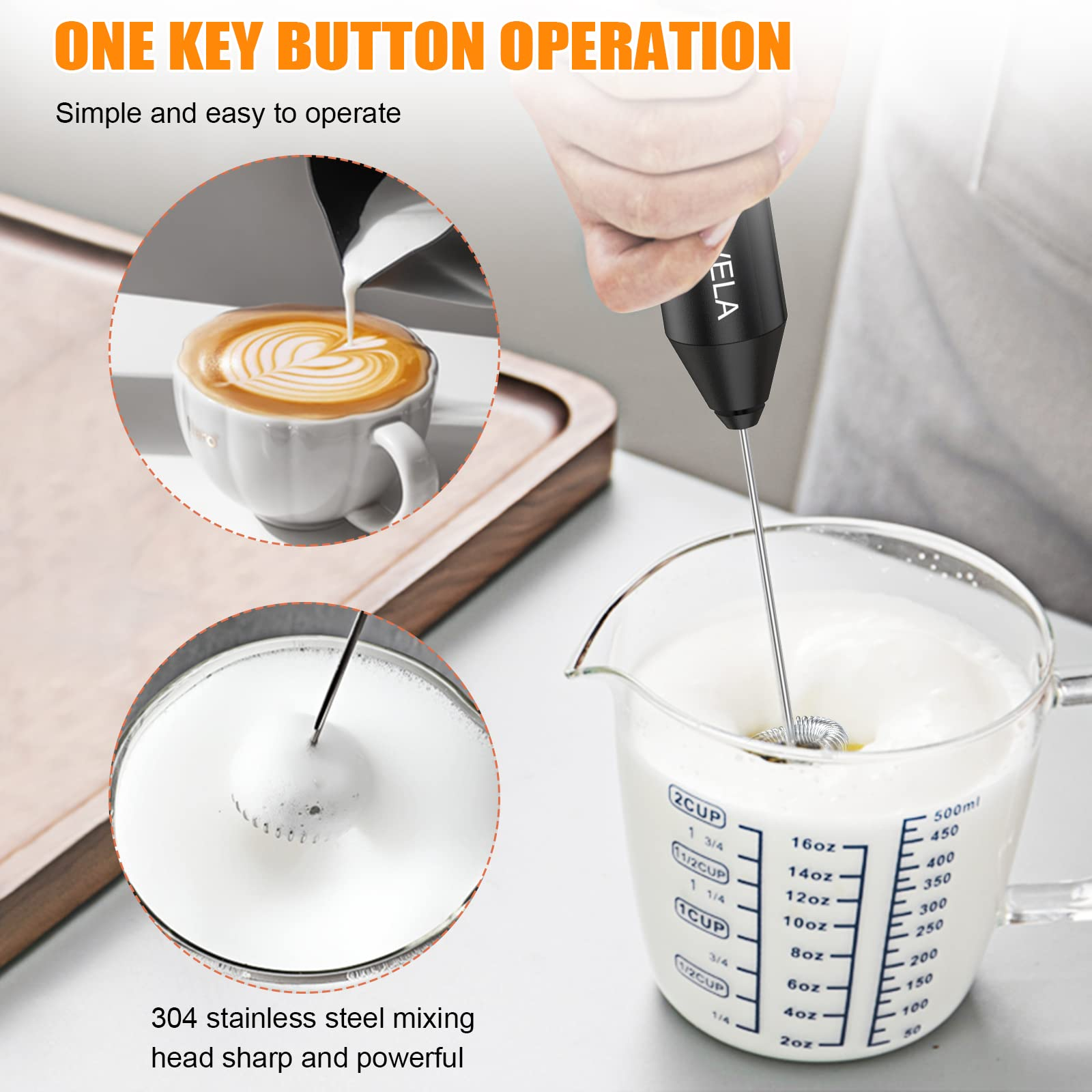 Hot Selling Portable Electric Milk Frother Whisk Drink Mixer Frother Battery Powered Electric Milk Frother With Stand