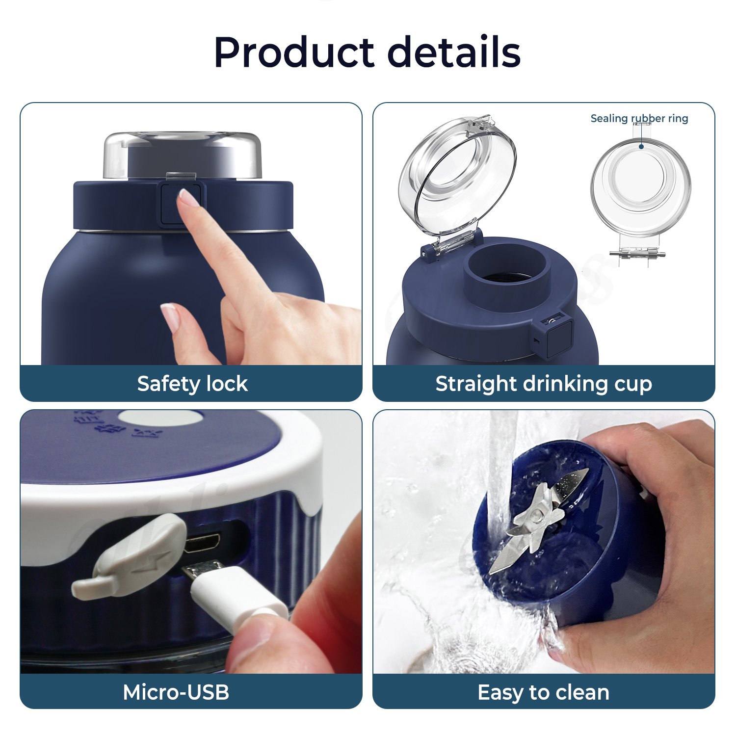 2 in1 Rechargeable Outdoor Juicer Portable Water Bottle Fresh Fruit Juice Blender