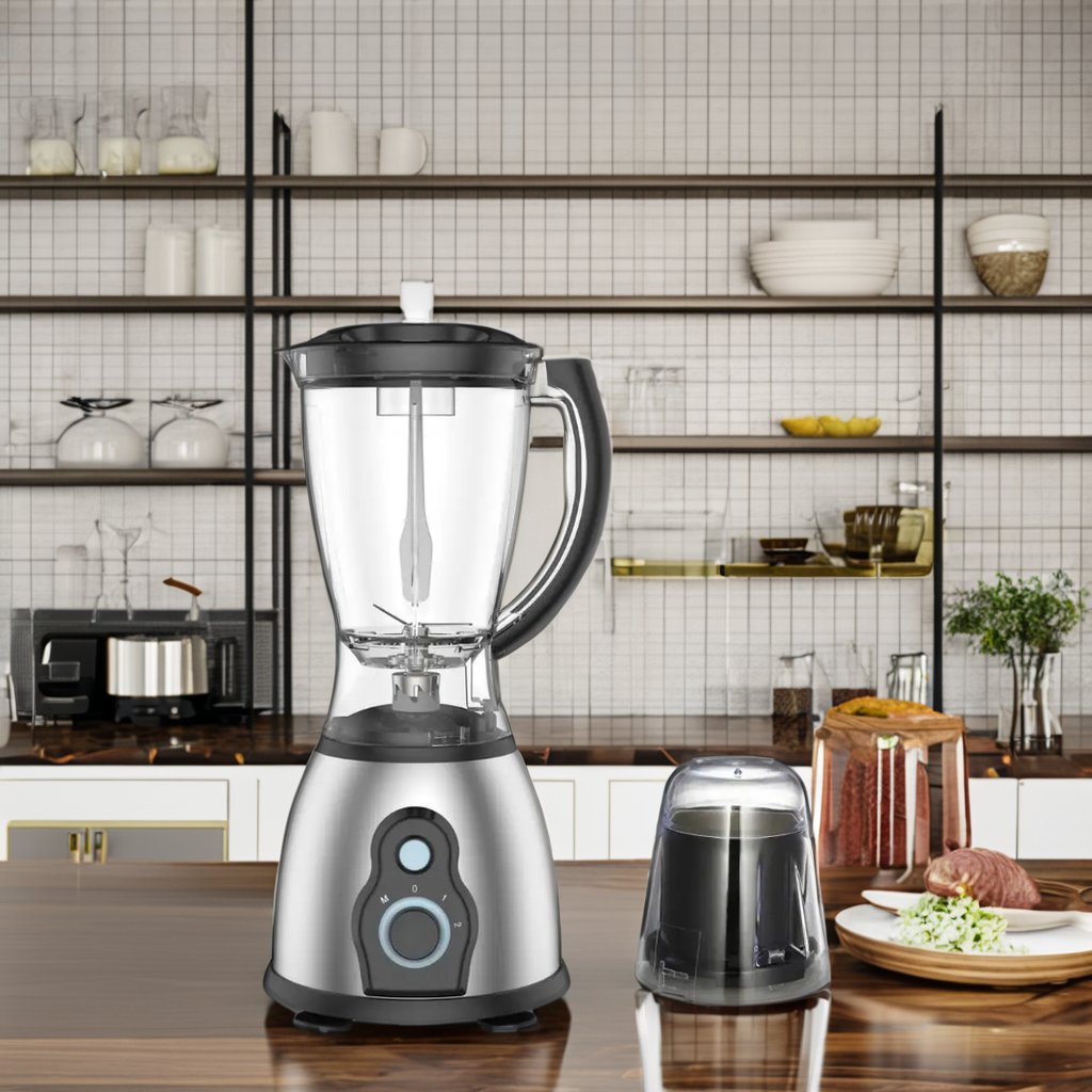 450W 2 In 1 Stainless Steel Body 1.5L Plastic Jar Food Blender Electric Blender Table Blender