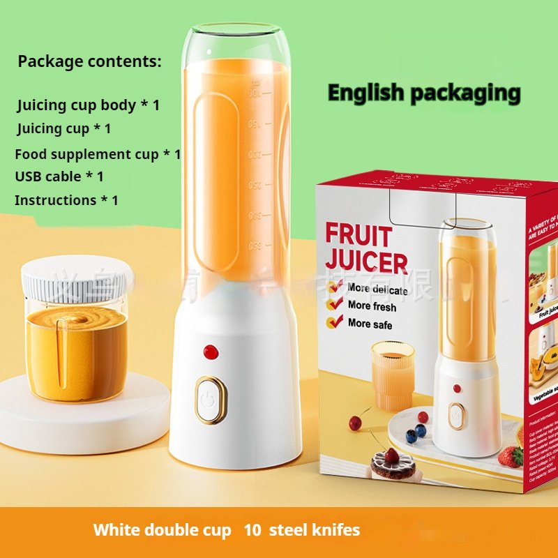 450ml Portable USB Electric Juicer Blender Assistive Food Machine Sorbet Machine Grinding Machine with Double Cup