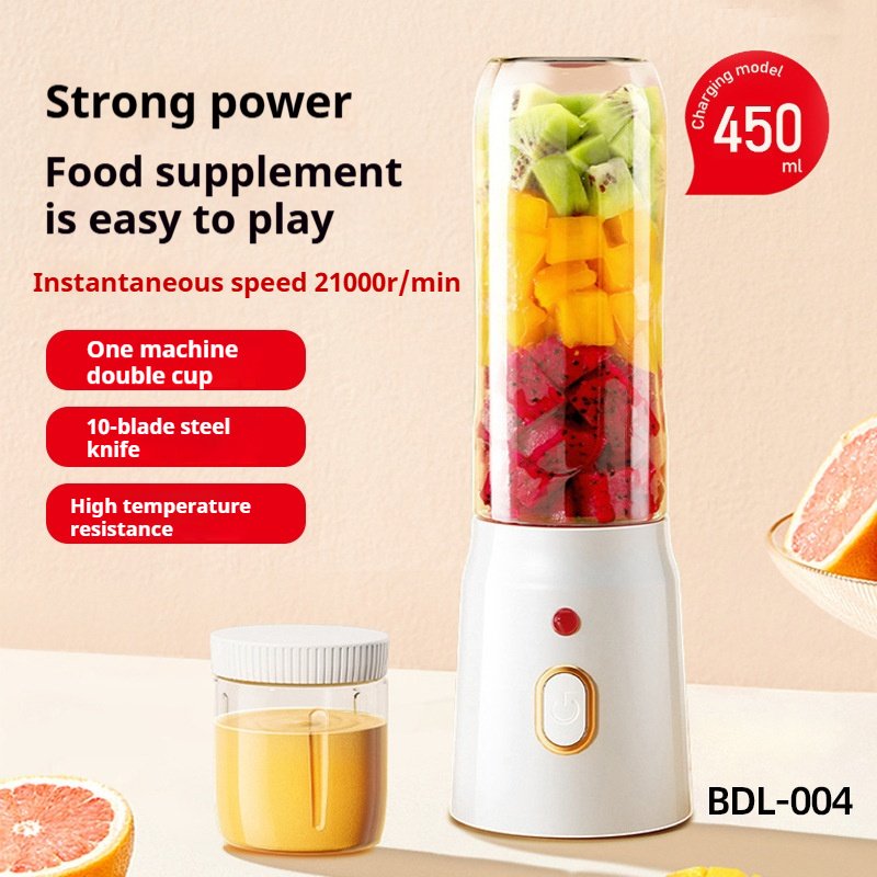 450ml Portable USB Electric Juicer Blender Assistive Food Machine Sorbet Machine Grinding Machine with Double Cup