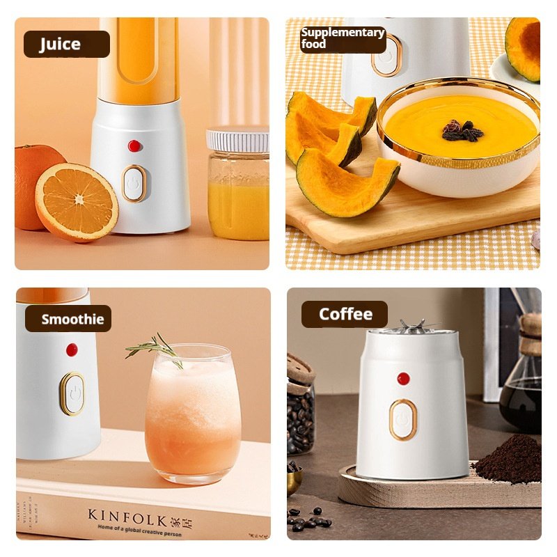 450ml Portable USB Electric Juicer Blender Assistive Food Machine Sorbet Machine Grinding Machine with Double Cup