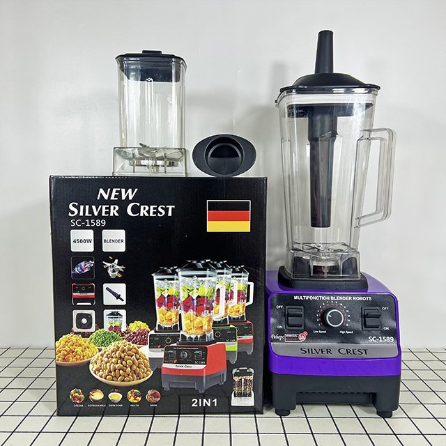 High quality & low price 4500w SC-1589 silver crest smoothie blender free stir sticks&Two cups 2 in 1&Support custom Kenwood