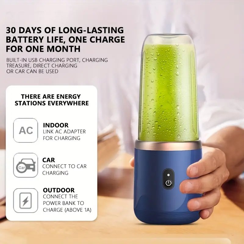 Blue/pink Portable Small Electric Juicer Blade Cup Juicer Fruit Automatic Smoothie Blender Kitchen Tool Stainless Steel Battery